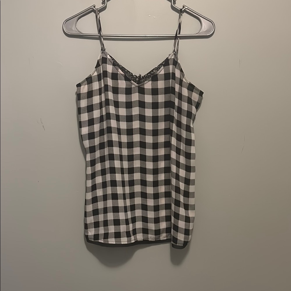 Black and White Checkered Women's Top